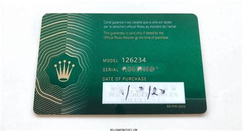 Rolex watch warranty card